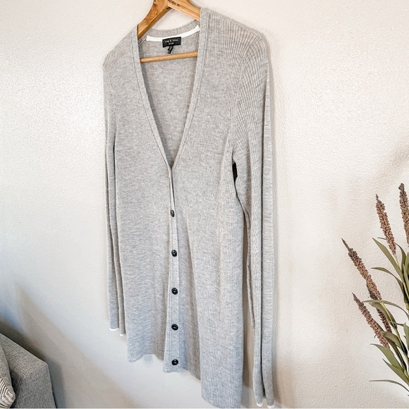 rag & bone | 100% Cashmere Button Down Ribbed Grey Cardigan - Picture 3 of 8